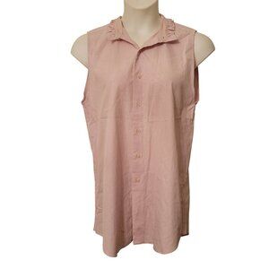 Brooks Brothers Sleeveless Pink Gingham Check Button Down Shirt 17-34 Egyptian C